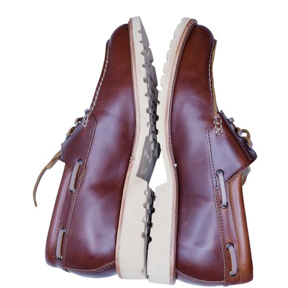 Huckberry RHODES Tahoe Boat Shoes Men's 10 Brown Leather Vibram Gumlite Sole EUC - Picture 9 of 15